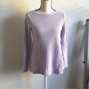 J. Jill Lavender Lilac Ribbed Long Sleeve Sweater Size XS Boat Neck Cotton Blend